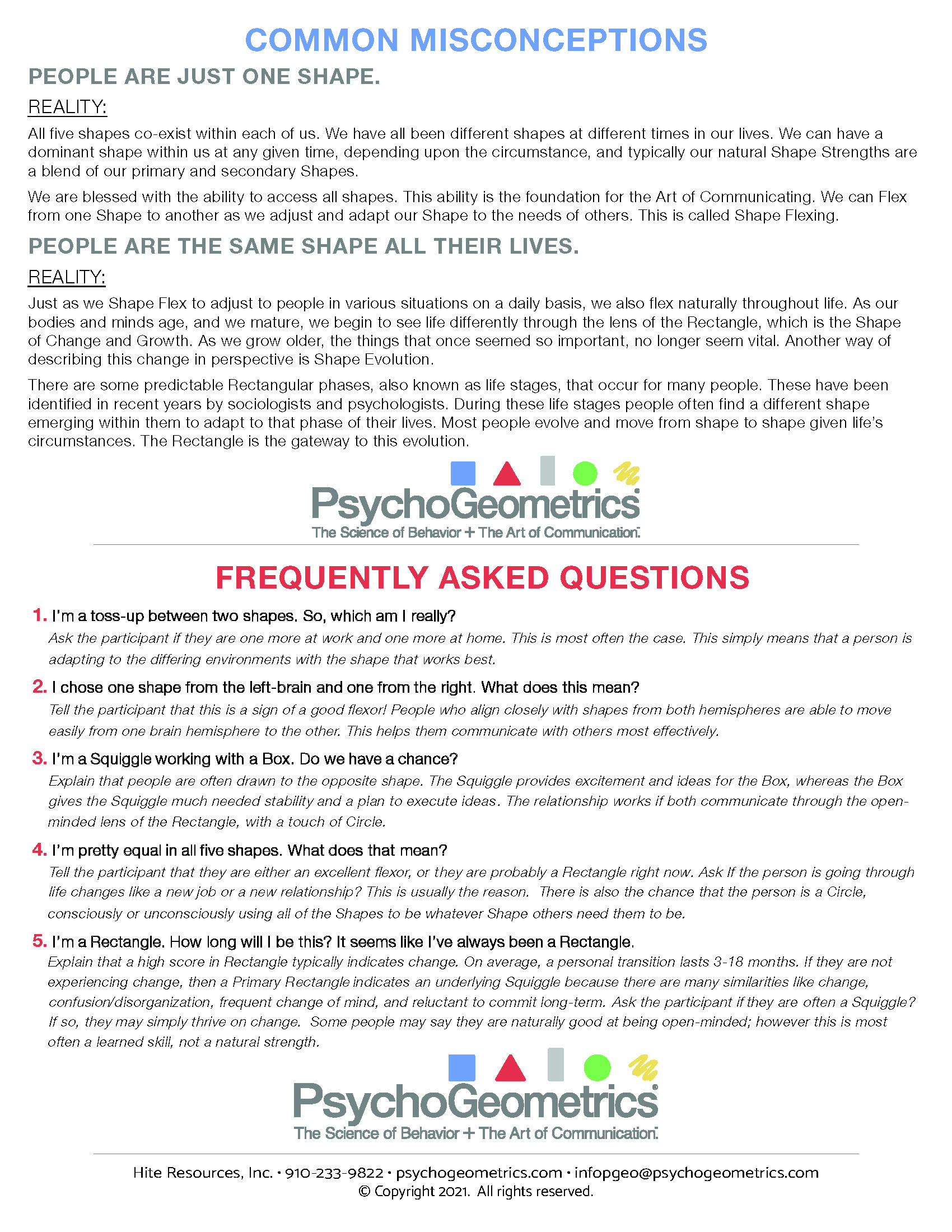 Common Misconceptions - FAQs - 1 sheet